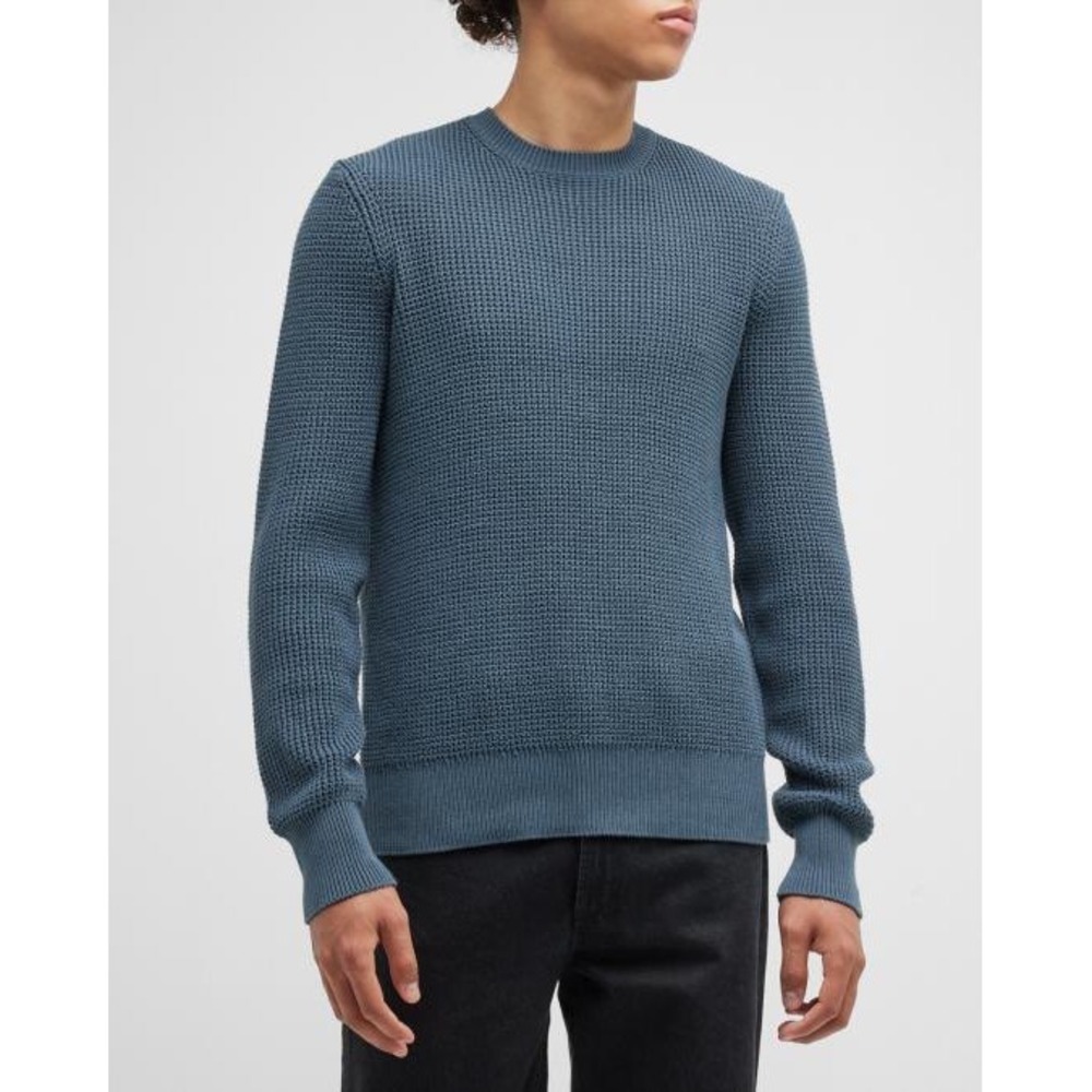 Rag & Bone Dexter Waffle Knit Cotton Crewneck Sweater Blue Gray Pullover XL